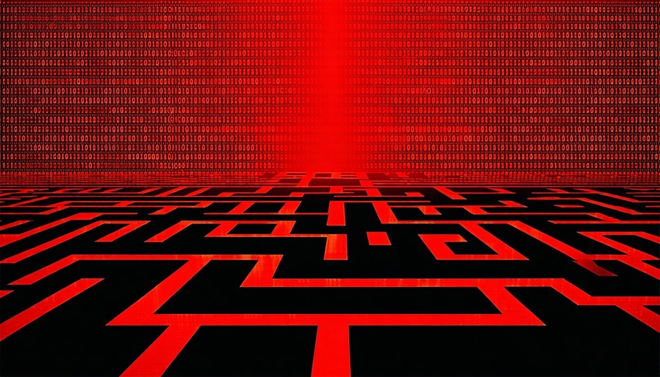 Red binary code maze