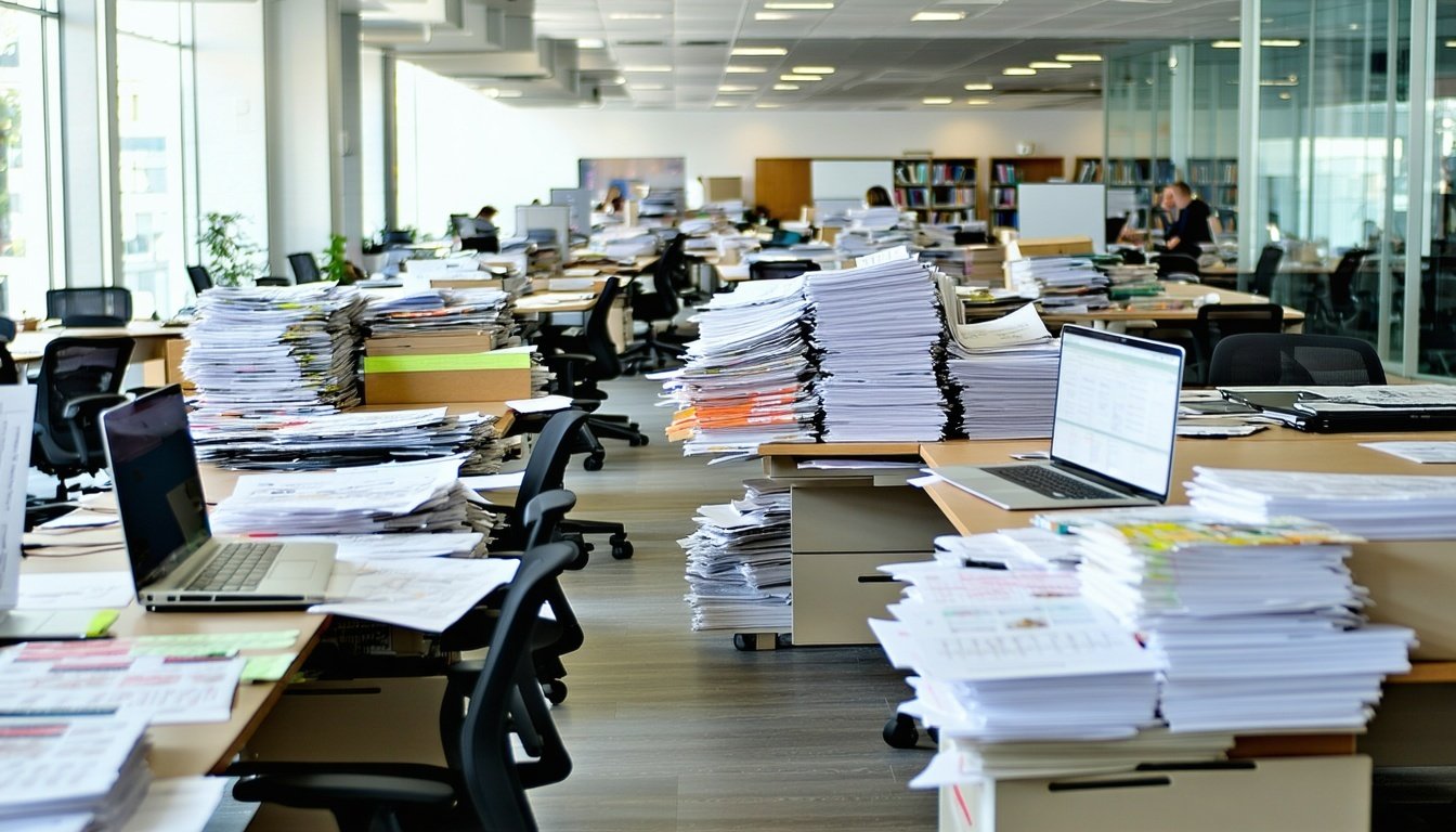 Desks piled with work as growth stagnates 