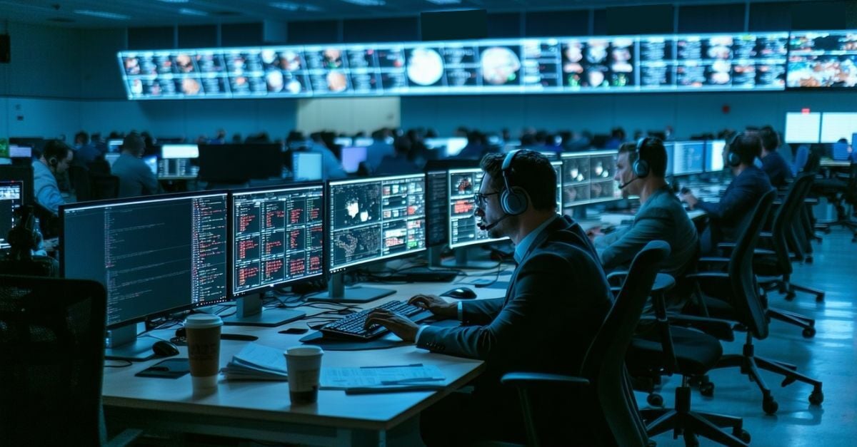 Analyst assessing busy screen