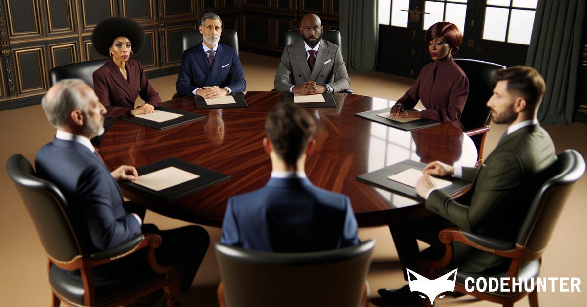 Executives at a board meeting