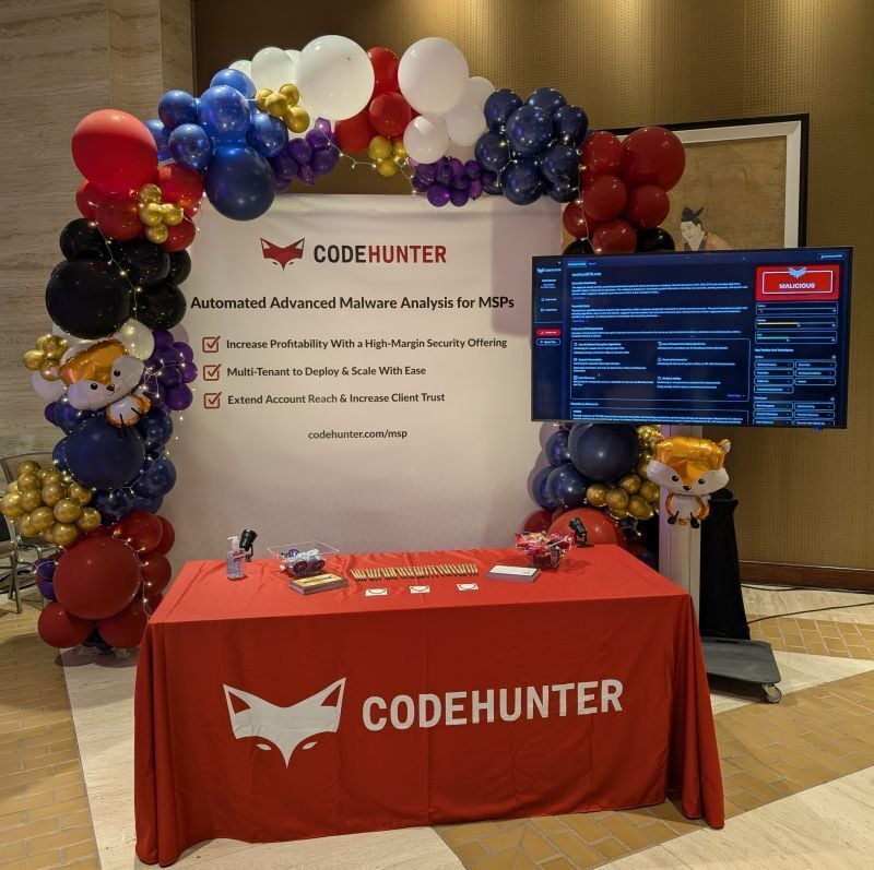 CodeHunter's event booth setup