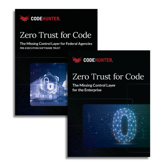 The missing control layer for the enterprise and federal agencies. Zero Trust for Code from Codehunter.